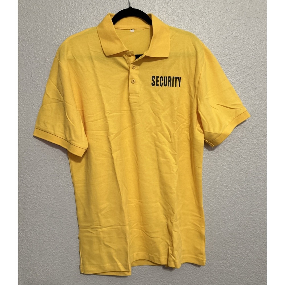 Men's Bright Yellow‎ Security Polo Shirt w/Front & Back Print - SZ XL